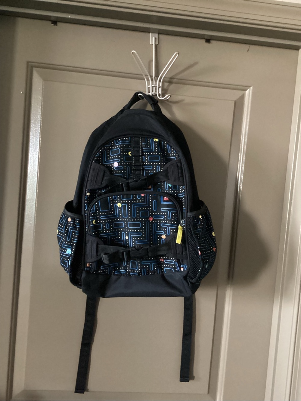 Pottery Barn Kids Black Pac-Man GlowInTheDark Backpack with Multicolor Accents